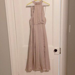 Halter neck satin midi dress